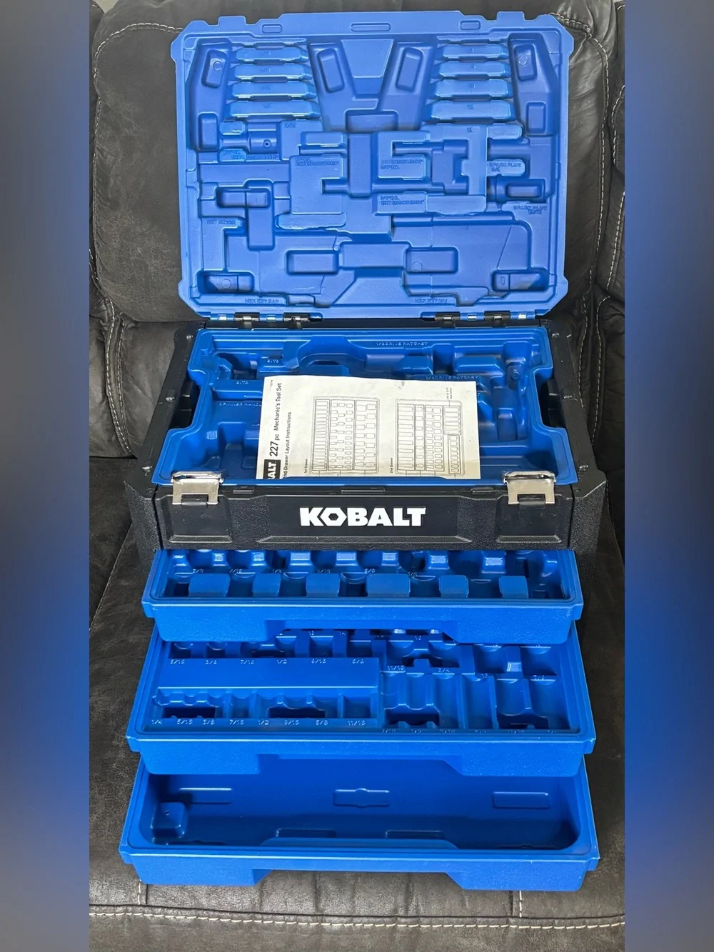 Kobalt Blue Stackable 3-Drawer Tool Organizer - Portable Home Storage